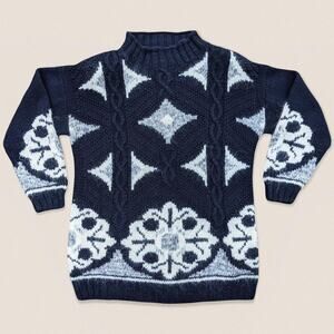 Vintage Oversized Sweater Wool Blend Snowflakes Forenza - Size Small